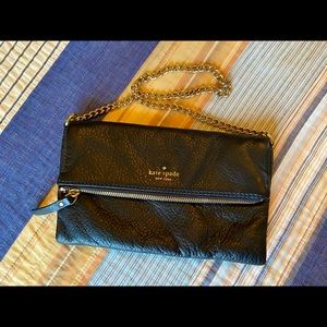 Kate Spade ♠️ Black Leather Foldover Bag